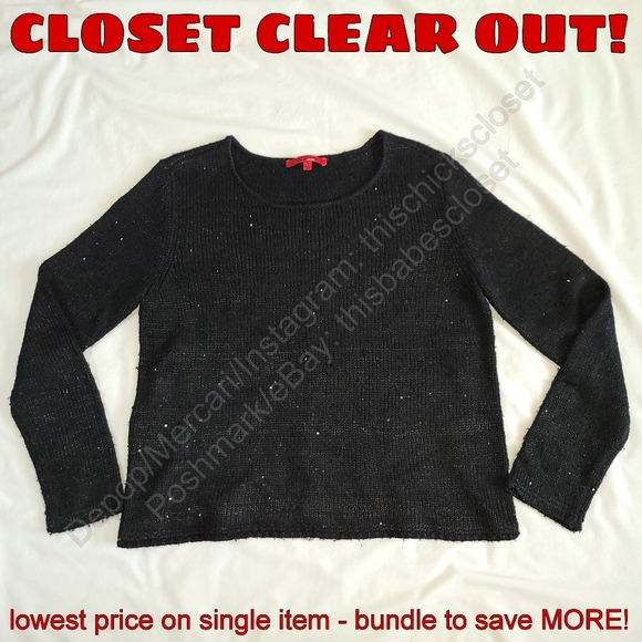 FUC Narciso Rodriguez Design Nation Black Sequined Knit Long Sleeve Sweater, L - Picture 1 of 15
